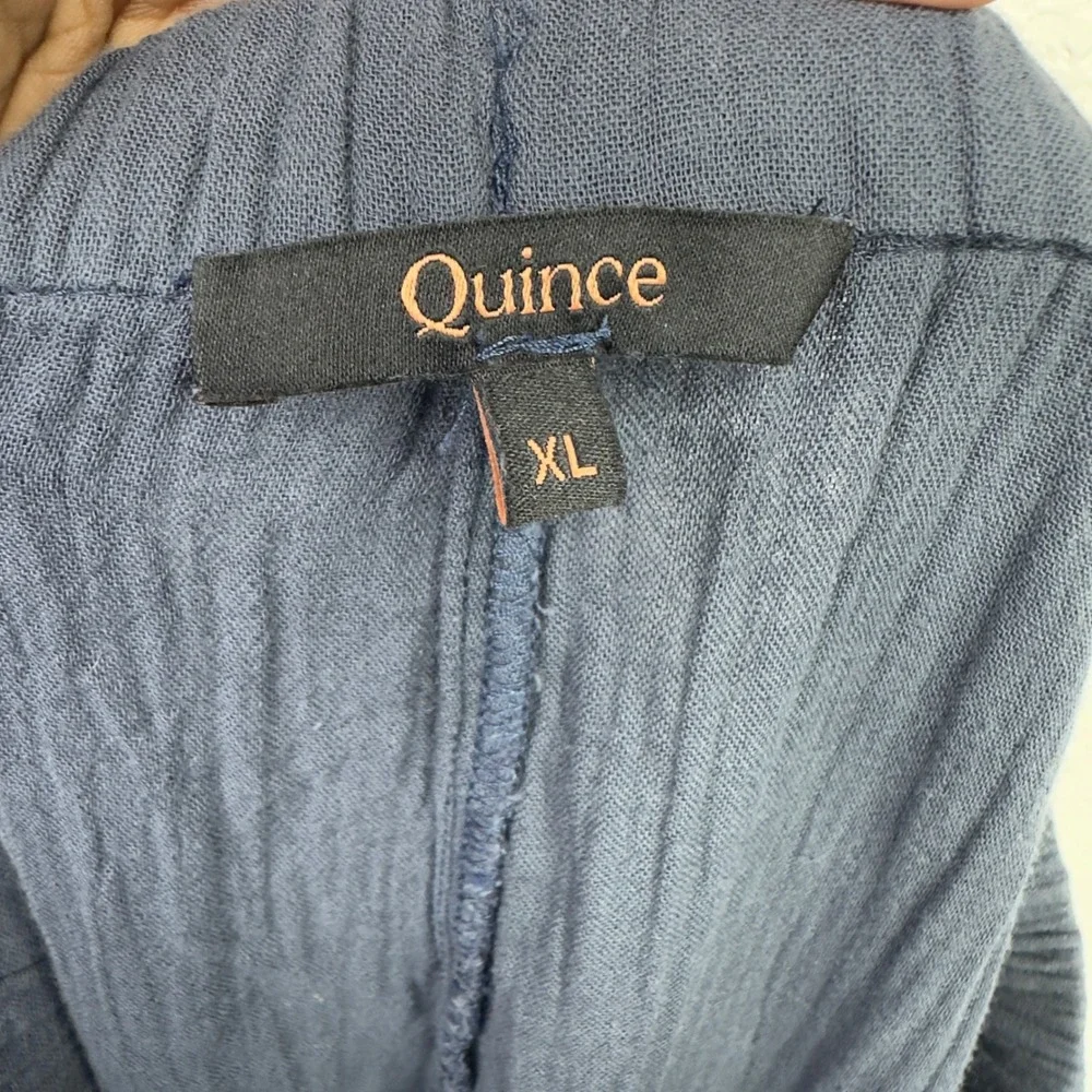 Quince Pants Womens XL Blue Indigo Organic Gauze Straight Leg Minimalist Coastal